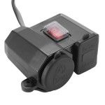 Priza USB x 2, bricheta x 1 si Voltmetru digital moto, tip II, led rosu, culoare negru